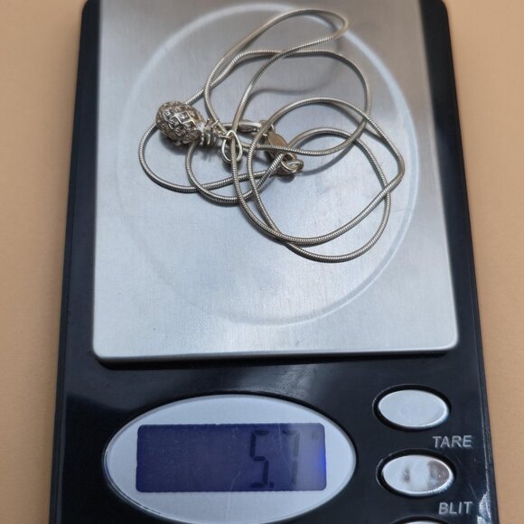 18 Inch Sterling Silver Small Pineapple Fruit Pendant Necklace A4753 - Picture 7 of 7